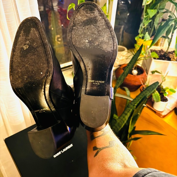 Saint Laurent Black Wyatt 60 Leather Harness Ankle Boots Mens Size 42 - Picture 6 of 9